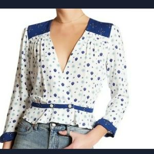 Free People Where We Roam Blouse Size S Ivory